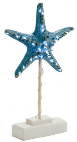 zeester 28 led 20,5 x 6 x 35,5 cm hout blauw