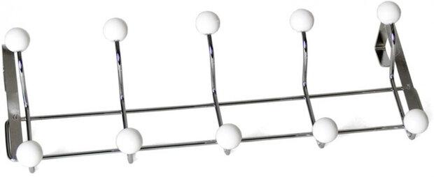 deurhanger 10-haaks 40 x 17 x 12 cm staal wit/grijs