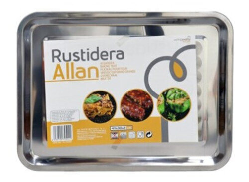 bakplaat Rustidera Allan 40 x 30 cm RVS zilver