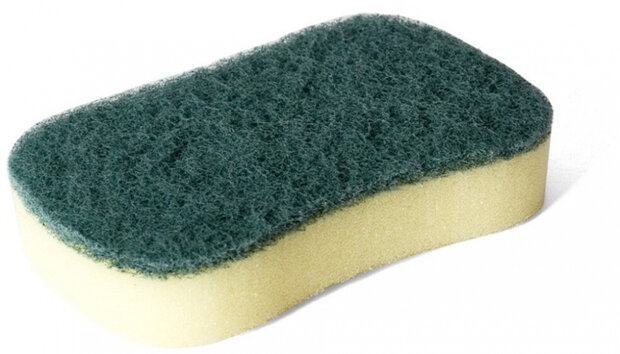 schuurspons 12 x 8 x 2 cm foam geel/groen 3 stuks