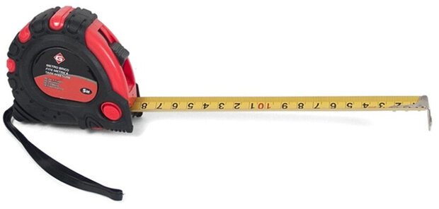 rolmaat 5 meter staal rood/zwart