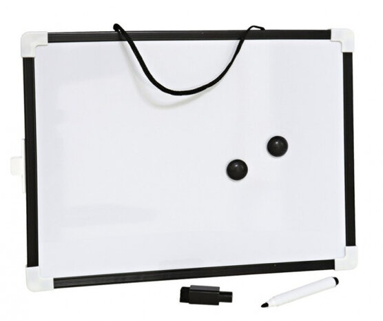 whiteboard 30,5 x 22,7 cm staal wit/zwart 4-delig