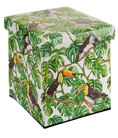 opbergbox Toekan 31 x 31 cm kunstleer groen/wit