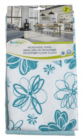 dweil 50 x 60 cm microvezel blauw 2 stuks