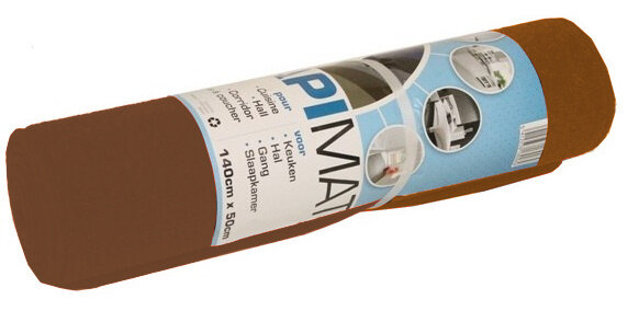 vloermat 140 x 50 cm polyester bruin