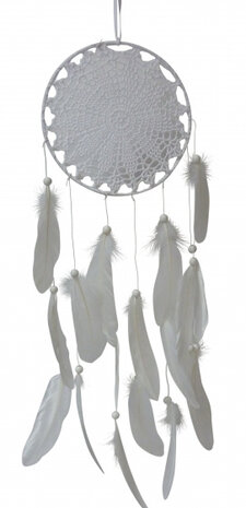 dromenvanger 80 x 20 cm textiel/veren wit