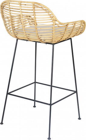 barkruk Tiger 97 x 52 cm staal/rotan naturel 2-delig