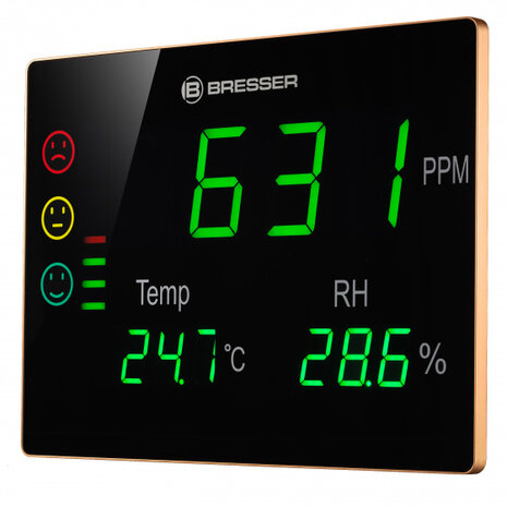 klimaatmonitor Smile XXL 39,1 x 29,1 cm glas zwart