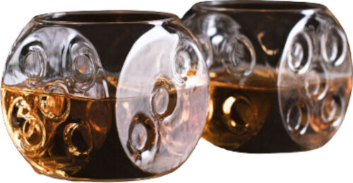 drinkglas dobbelsteen glas transparant 2 stuks