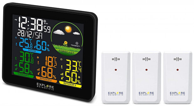weerstation 12,4 x 14,1 cm zwart/wit 5-delig
