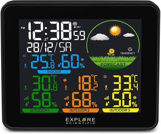 weerstation 12,4 x 14,1 cm zwart/wit 5-delig