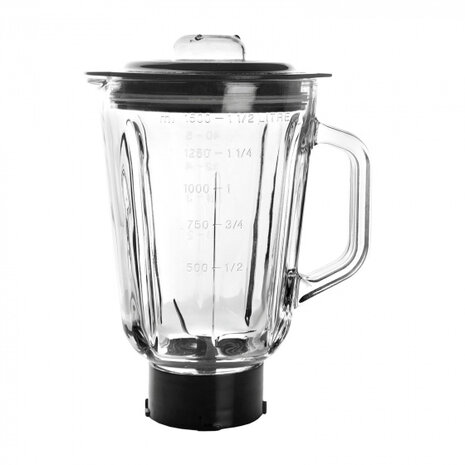 mengbeker Delicy 1,5 liter glas/RVS transparant/zwart