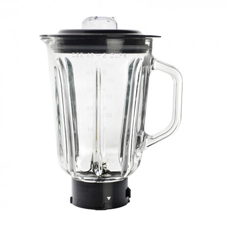 mengbeker Complet 1,5 liter glas/RVS transparant/zwart