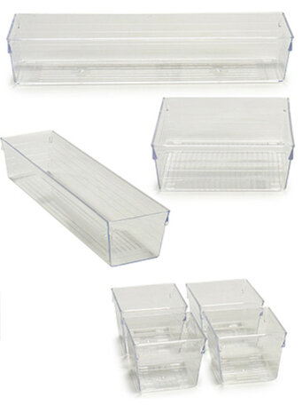 opbergbox 30 x 30 x 5 cm transparant 7-delig