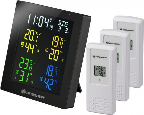 thermo- en hygrometer Quadro DLX 13,6 cm zwart 5-delig