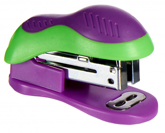 nietmachine mini 26/6 staal paars/groen 2-delig