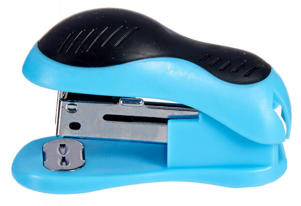 nietmachine mini 26/6 staal blauw/zwart 2-delig