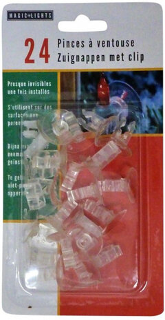 zuignappen met clip 22 mm transparant 24 stuks