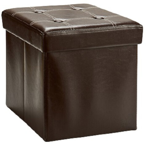 opbergkruk 31 x 31 x 31 cm imitatieleer bruin