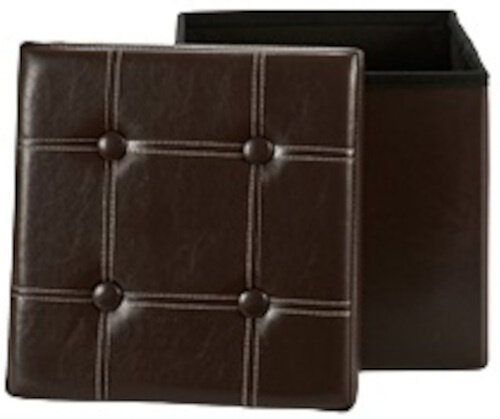 opbergkruk 31 x 31 x 31 cm imitatieleer bruin