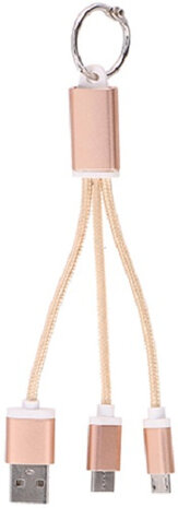 oplaadkabel 3-in-1 ABS 13 cm goud