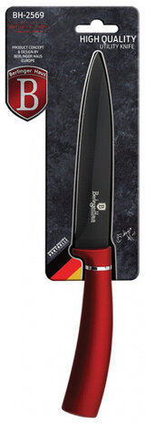 keukenmes Burgundy 12,5 cm RVS zwart/rood