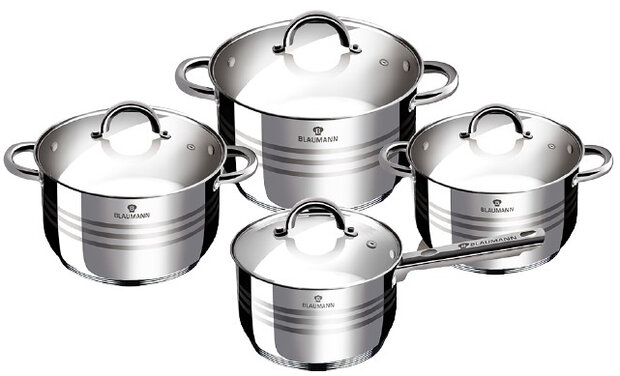 kookpannenset Gourmet RVS zilver 8-delig