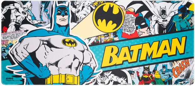 muismat Batman 80 x 35 cm textiel blauw/geel