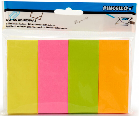 sticky notes 14 cm geel/roze/groen/oranje 100-delig