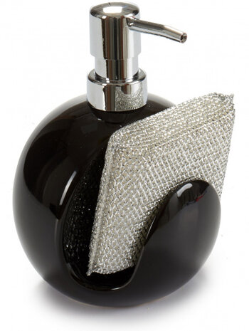 zeepdispenser 11,5 x 15,5 cm zwart/zilver 2-delig