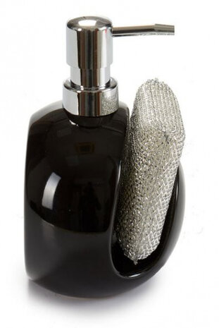 zeepdispenser 11,5 x 15,5 cm zwart/zilver 2-delig