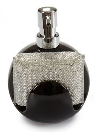 zeepdispenser 11,5 x 15,5 cm zwart/zilver 2-delig