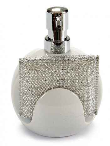 zeepdispenser 11,5 x 15,5 cm wit/zilver 2-delig