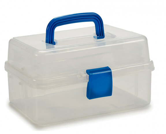 opbergbox 6 liter 27 x 17,5 cm transparant/blauw