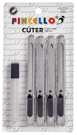 afbreekmessen 16 cm staal zilver/zwart 5-delig