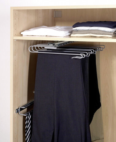 pantalonrek uitschuifbaar 33 x 47 x 10 cm staal zilver