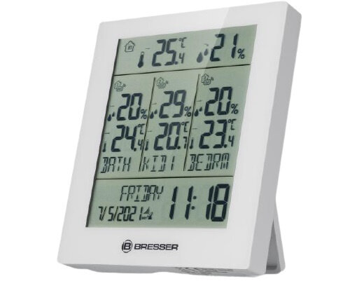 thermo- en hygrometer Quadro 11,9 cm wit 4-delig
