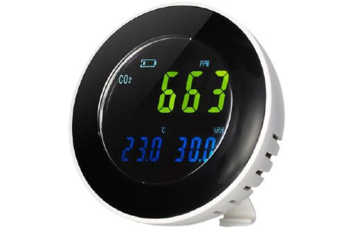 luchtkwaliteitsmeter Co2 25 x 16 cm wit/zwart