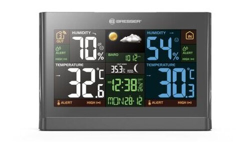 weerstation led radiogestuurd 20 x 14 cm grijs