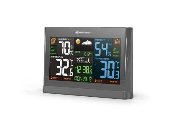 weerstation led radiogestuurd 20 x 14 cm grijs