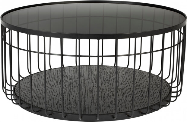 salontafel Lance 80 x 38 cm staal/glas zwart