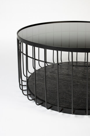 salontafel Lance 80 x 38 cm staal/glas zwart