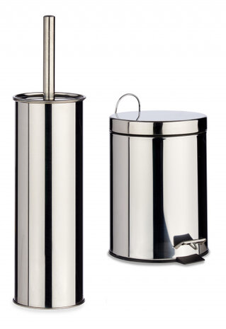 badkamerset 5 liter RVS zilver 3-delig