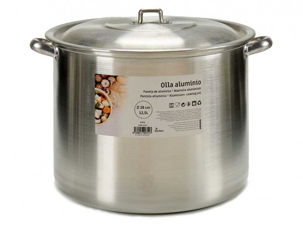 kookpan Olla 12,5 liter 28 cm aluminium zilver