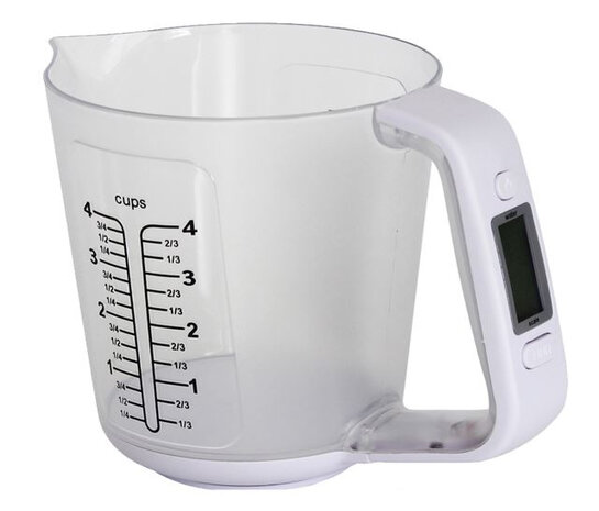 digitale maatbeker 1 liter 3 kg transparant/wit