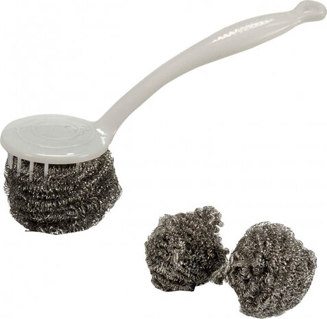 staalsponzen houder zilver/wit 4-delig