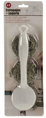 staalsponzen houder zilver/wit 4-delig