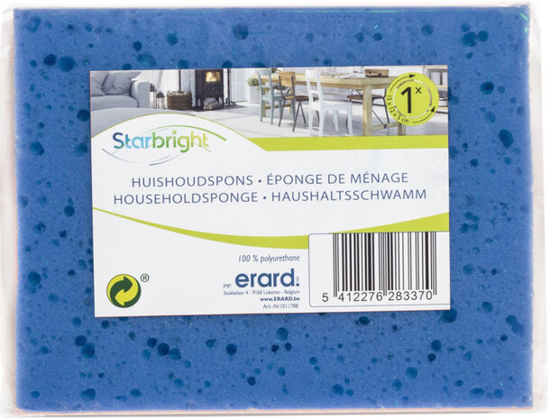 huishoudspons 15 x 12 cm polyurethaan blauw