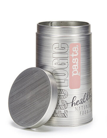 bewaarblik Eco Logic pasta 10,8 x 18 cm tin zilver