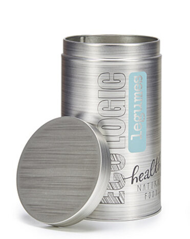 bewaarblik Eco Logic peulvruchten 18 cm tin zilver